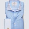 Non-iron lighted blue white collared Shirt
